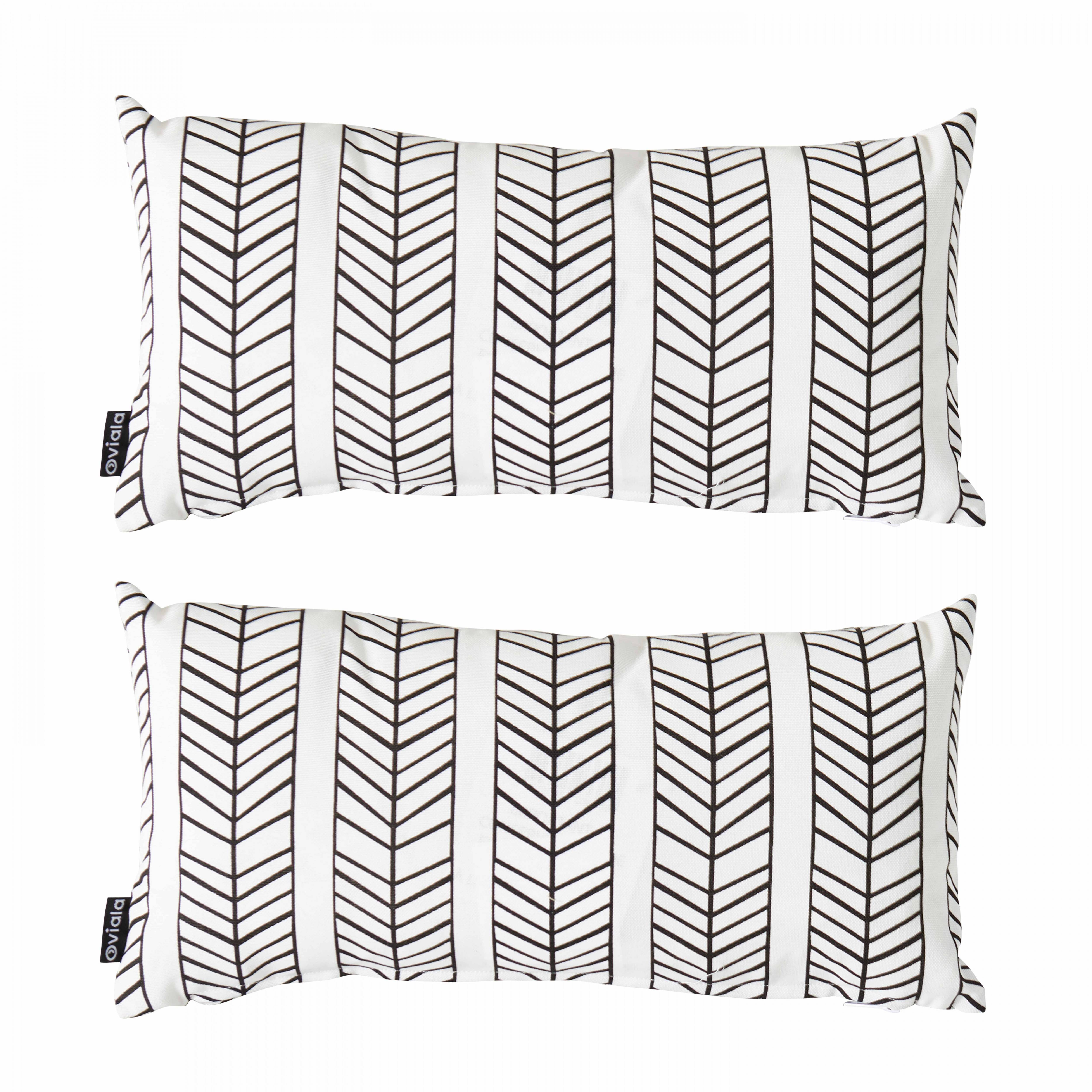 Oviala - Lot de 2 petits coussins polyester blanc 40 x 20 x 8 cm Ica - Oviala - Image 1