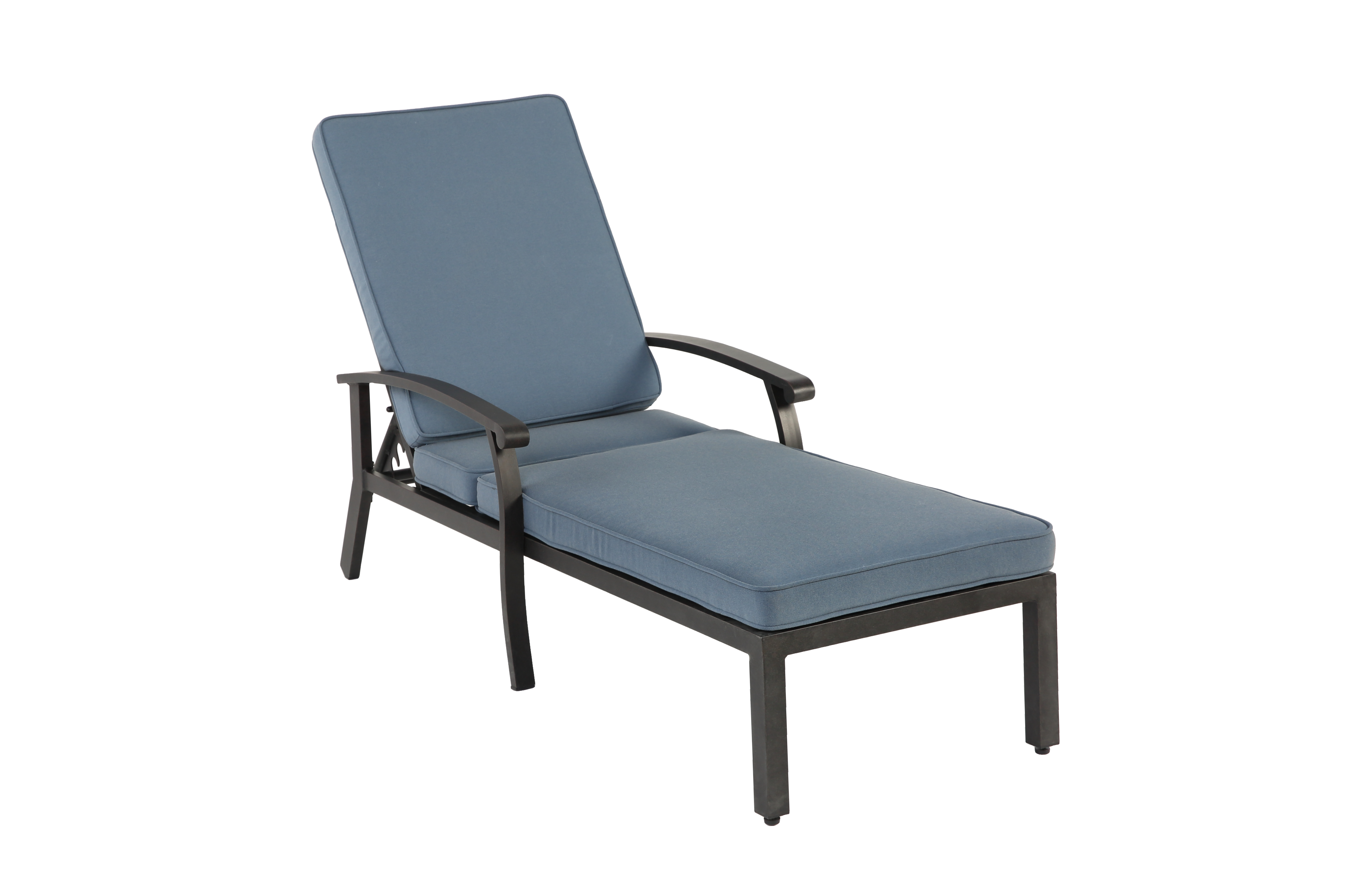 PANGIVO - Chaise longue aluminium bronze avec coussin bleu 204 x 58 x 100 cm - PANGIVO - Image 5