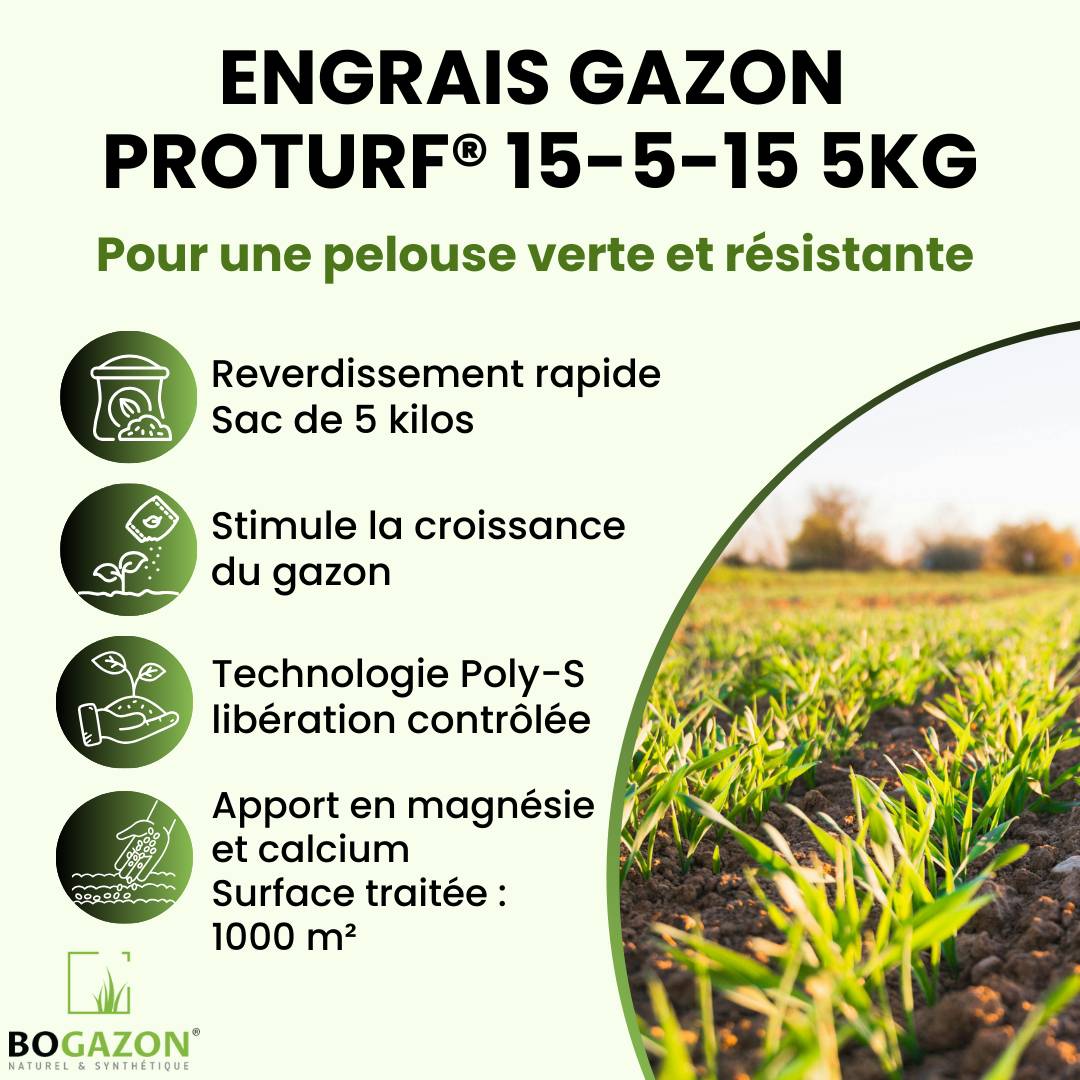 Engrais Gazon ProTurf® 15-5-15 5KG Bogazon® | Fertilisant Terrain de Sport & Pelouse Résistante | Croissance Rapide & Reverdissement Intense - Image 2