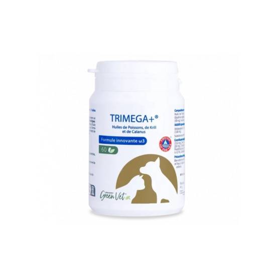 Greenvet Trimega+ Omega 3 pour chien et chat - 100 capsules