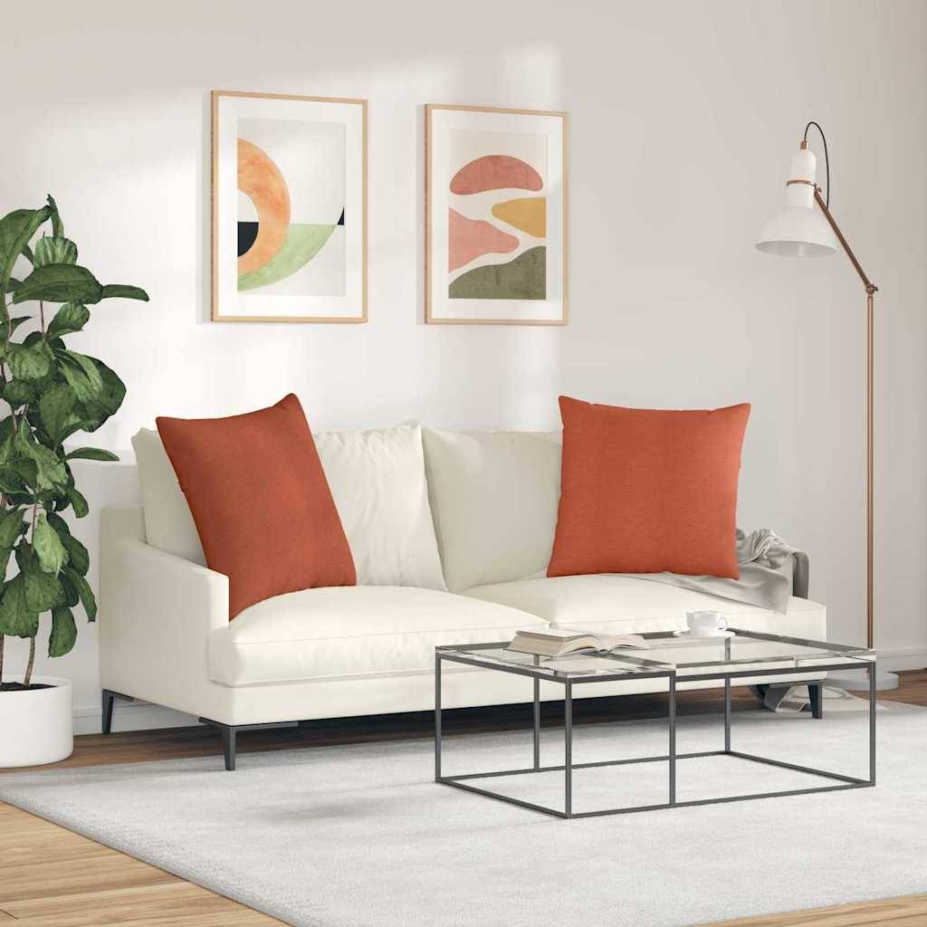 Set de 2 Coussins pour Canapé Velours Côtelé Housses à Zip pour Décoration Salon Rouge Orange 80x80 cm – ComfortXL Outdoor Living - Image 4