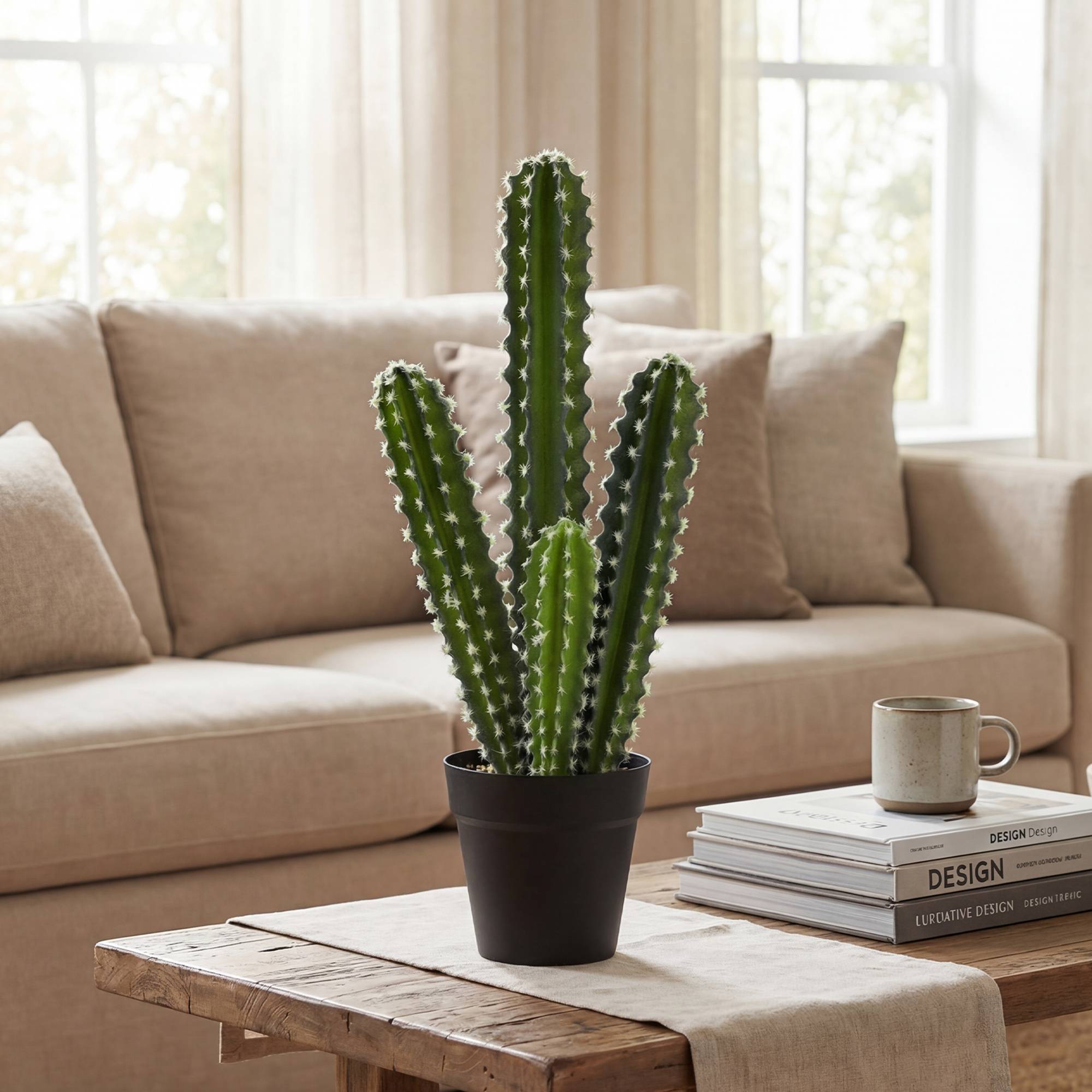 Sans Marque - Cactus artificiel, 53 cm, plante artificielle en pot pour la maison ou le bureau - Image 3
