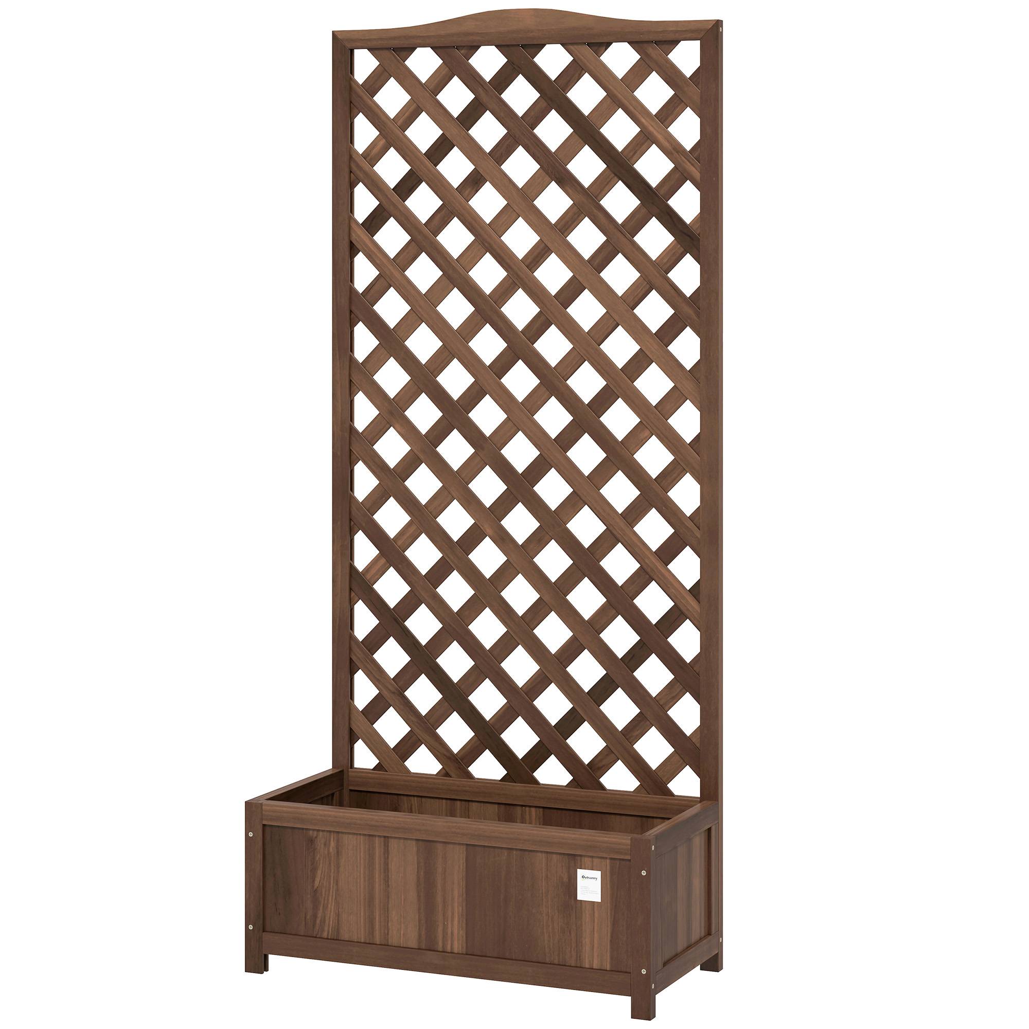 Sans Marque - Jardinière Treillis bac Fleurs 76x36x170 cm Fond Lattes Bois Sapin pré-huilé marron foncé - Image 2