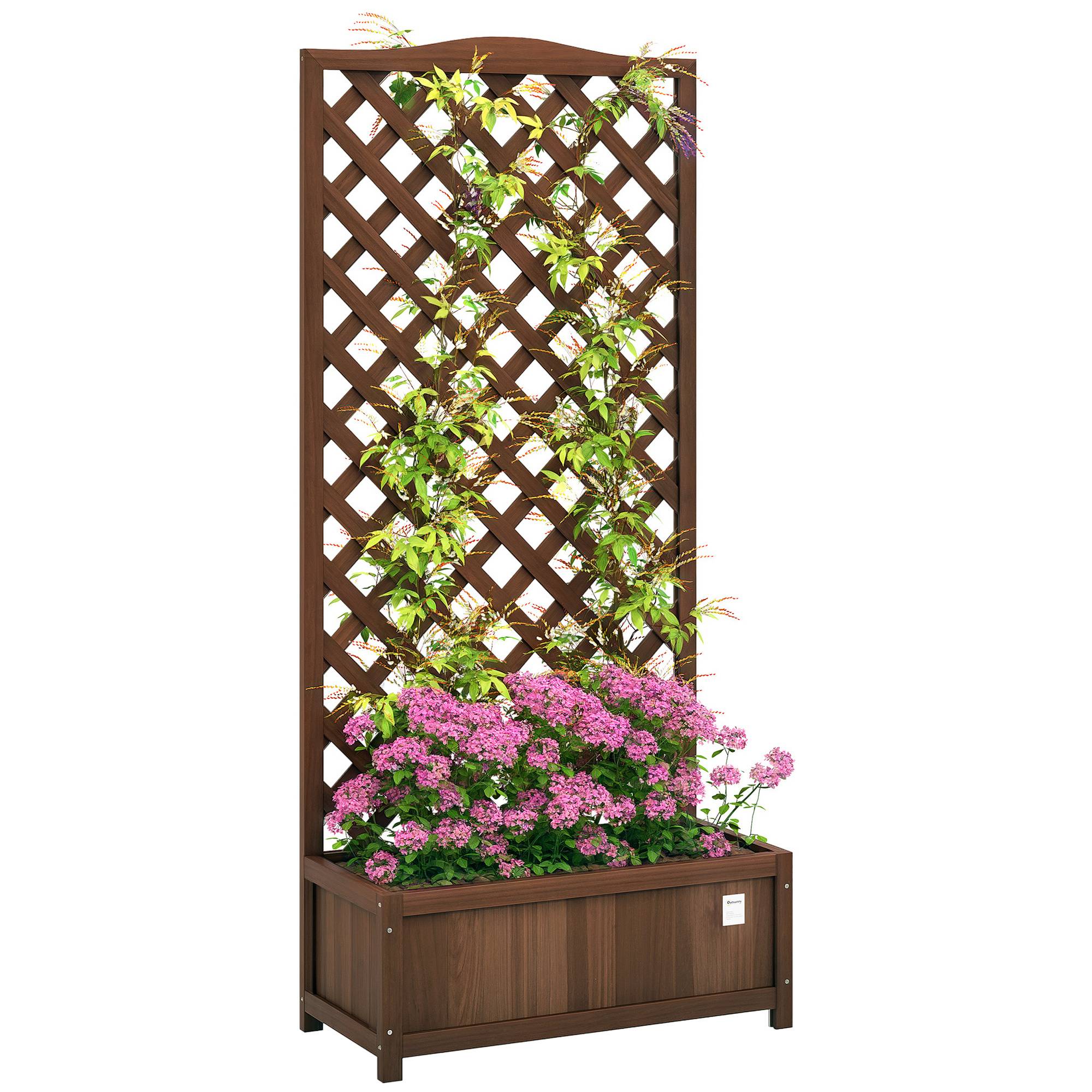 Sans Marque - Jardinière Treillis bac Fleurs 76x36x170 cm Fond Lattes Bois Sapin pré-huilé marron foncé - Image 1