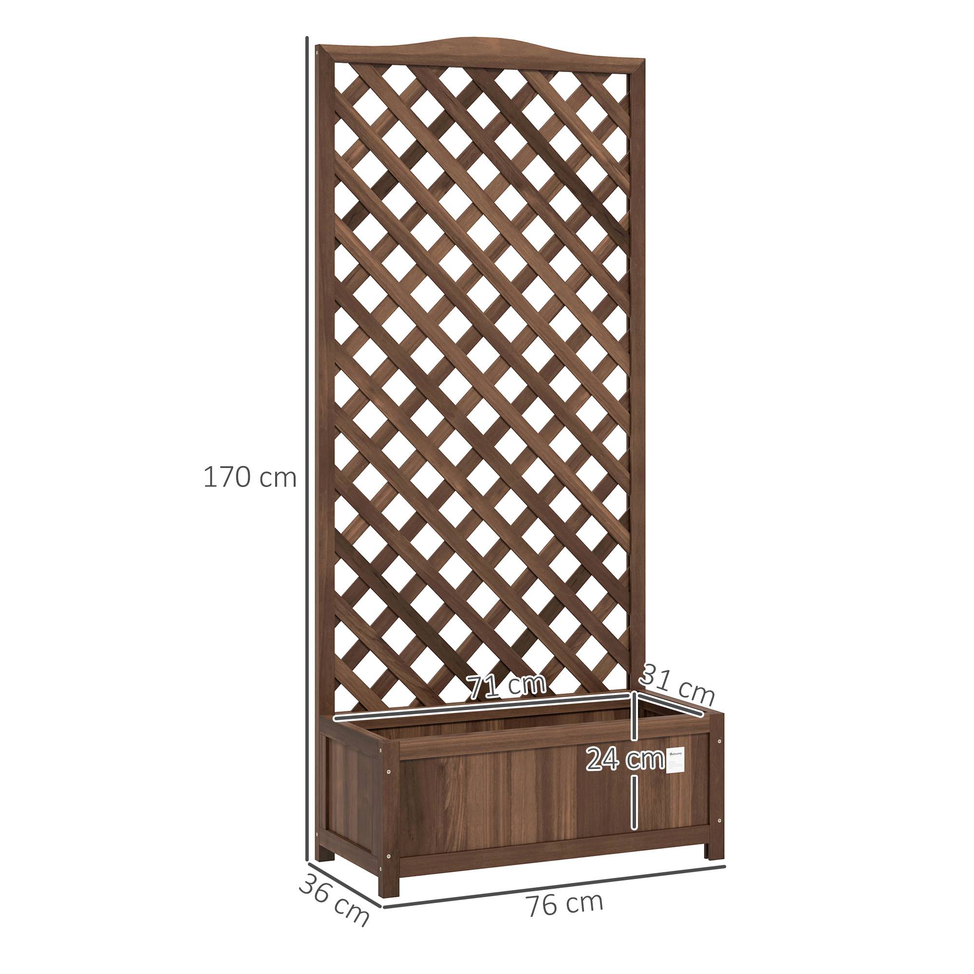 Sans Marque - Jardinière Treillis bac Fleurs 76x36x170 cm Fond Lattes Bois Sapin pré-huilé marron foncé - Image 5