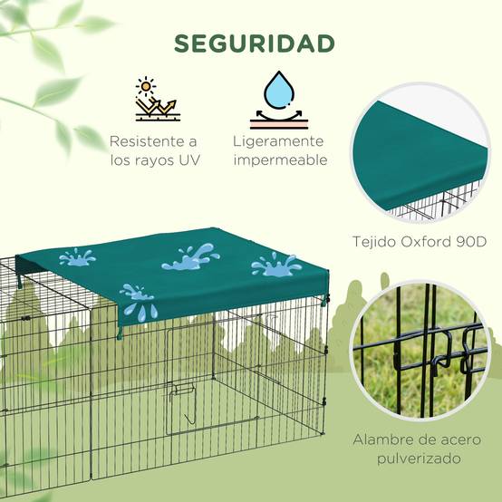 Grand enclos acier extérieur lapins poules toit protecteur uv 220x85x70cm vert - ComfortXL Outdoor Living - Image 10