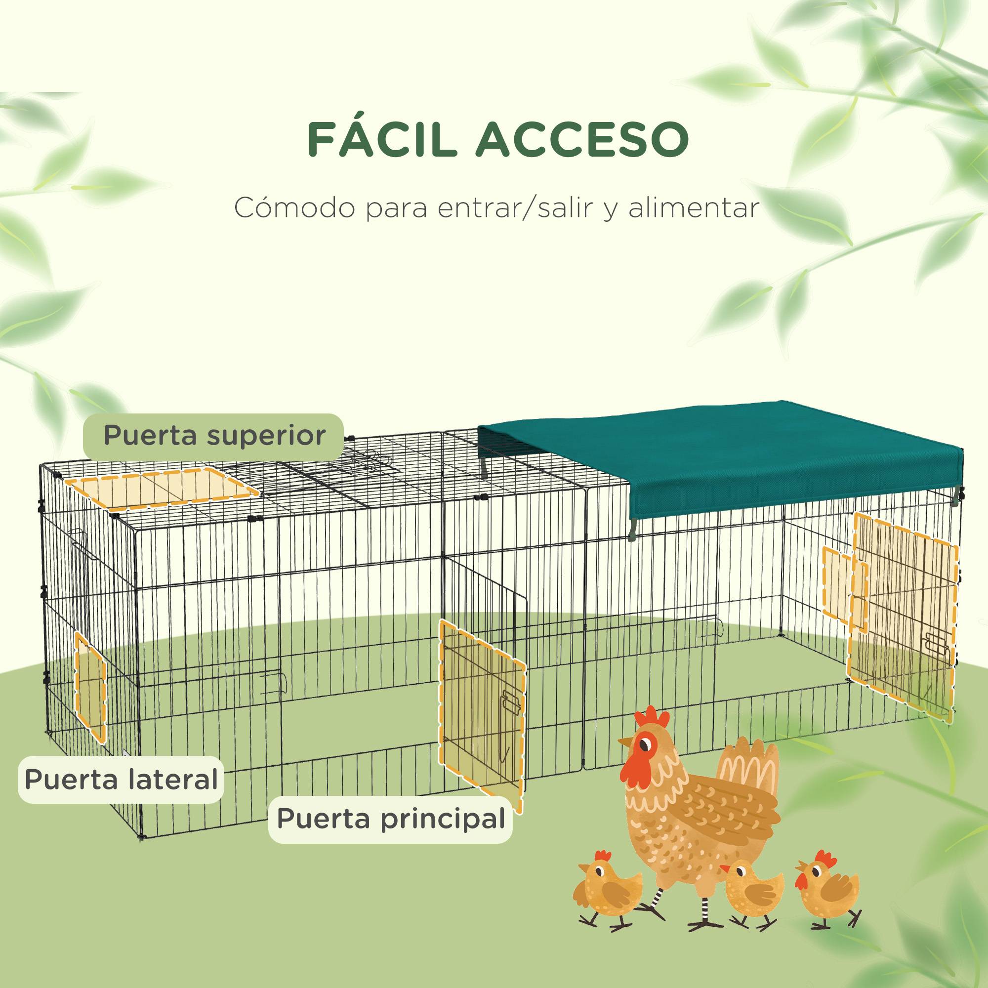 Grand enclos acier extérieur lapins poules toit protecteur uv 220x85x70cm vert - ComfortXL Outdoor Living - Image 6