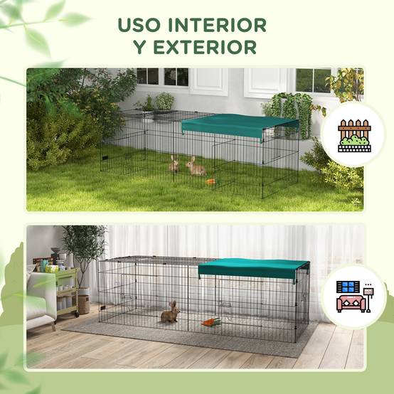 Grand enclos acier extérieur lapins poules toit protecteur uv 220x85x70cm vert - ComfortXL Outdoor Living - Image 7