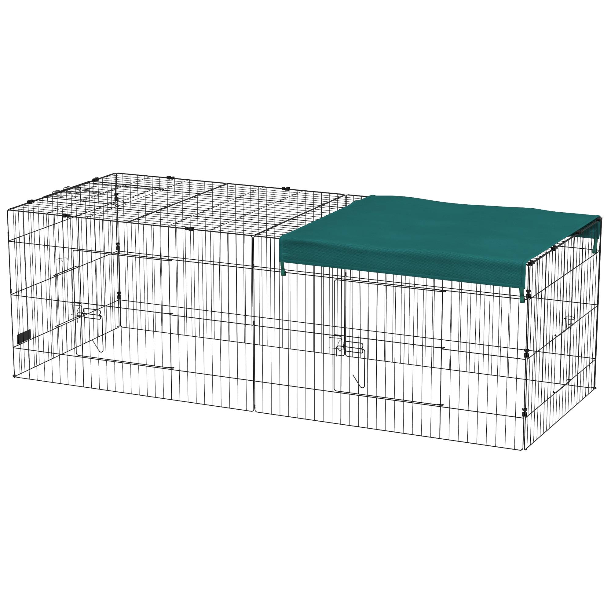 Grand enclos acier extérieur lapins poules toit protecteur uv 220x85x70cm vert - ComfortXL Outdoor Living - Image 2