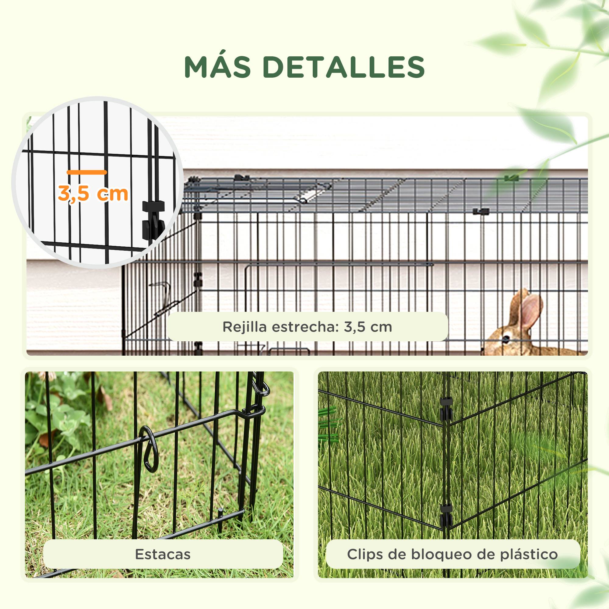 Grand enclos acier extérieur lapins poules toit protecteur uv 220x85x70cm vert - ComfortXL Outdoor Living - Image 9