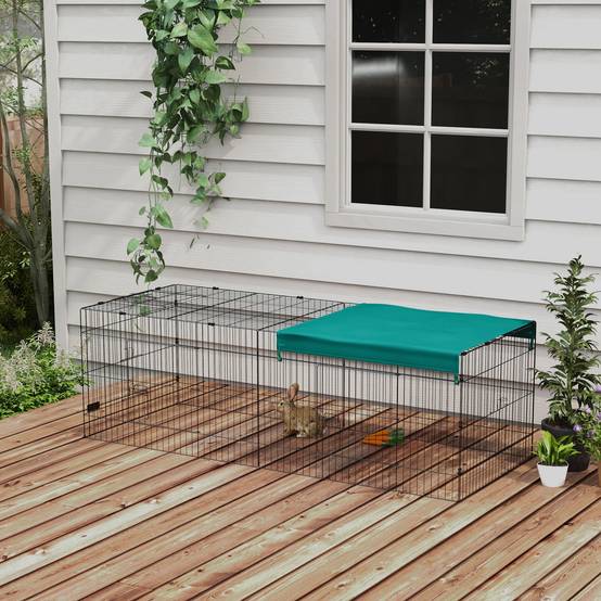 Grand enclos acier extérieur lapins poules toit protecteur uv 220x85x70cm vert - ComfortXL Outdoor Living - Image 4