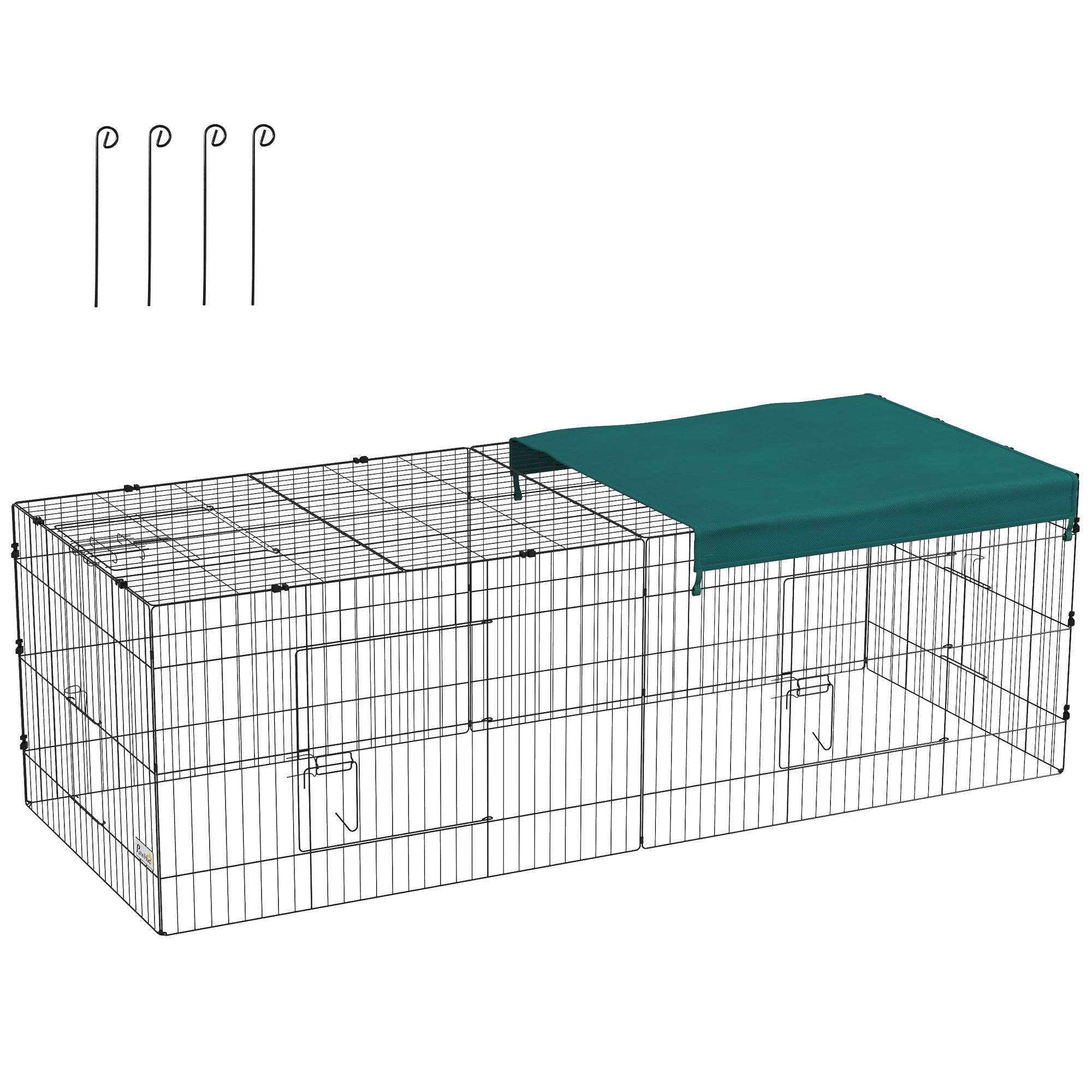 Grand enclos acier extérieur lapins poules toit protecteur uv 220x85x70cm vert - ComfortXL Outdoor Living