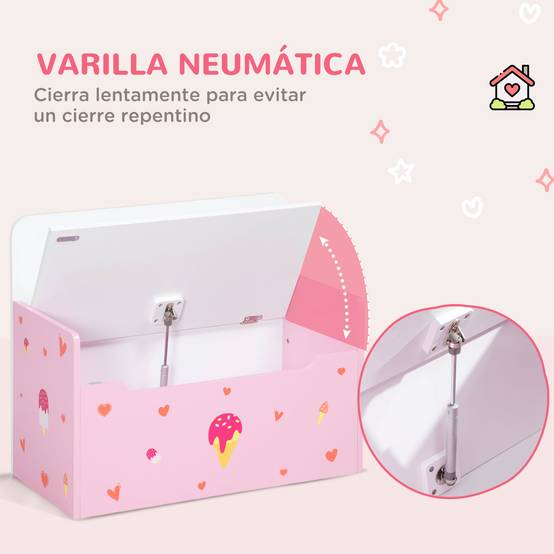 Banc enfant 2 en 1 avec coffre de rangement intégré, pour enfants de plus de 18 mois, charge maximale 50 kg, 60 x 30 x 50 cm, rose - Image 7