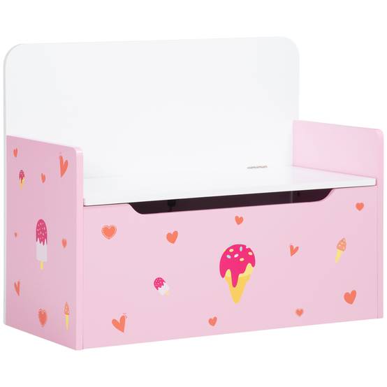 Banc enfant 2 en 1 avec coffre de rangement intégré, pour enfants de plus de 18 mois, charge maximale 50 kg, 60 x 30 x 50 cm, rose - Image 1