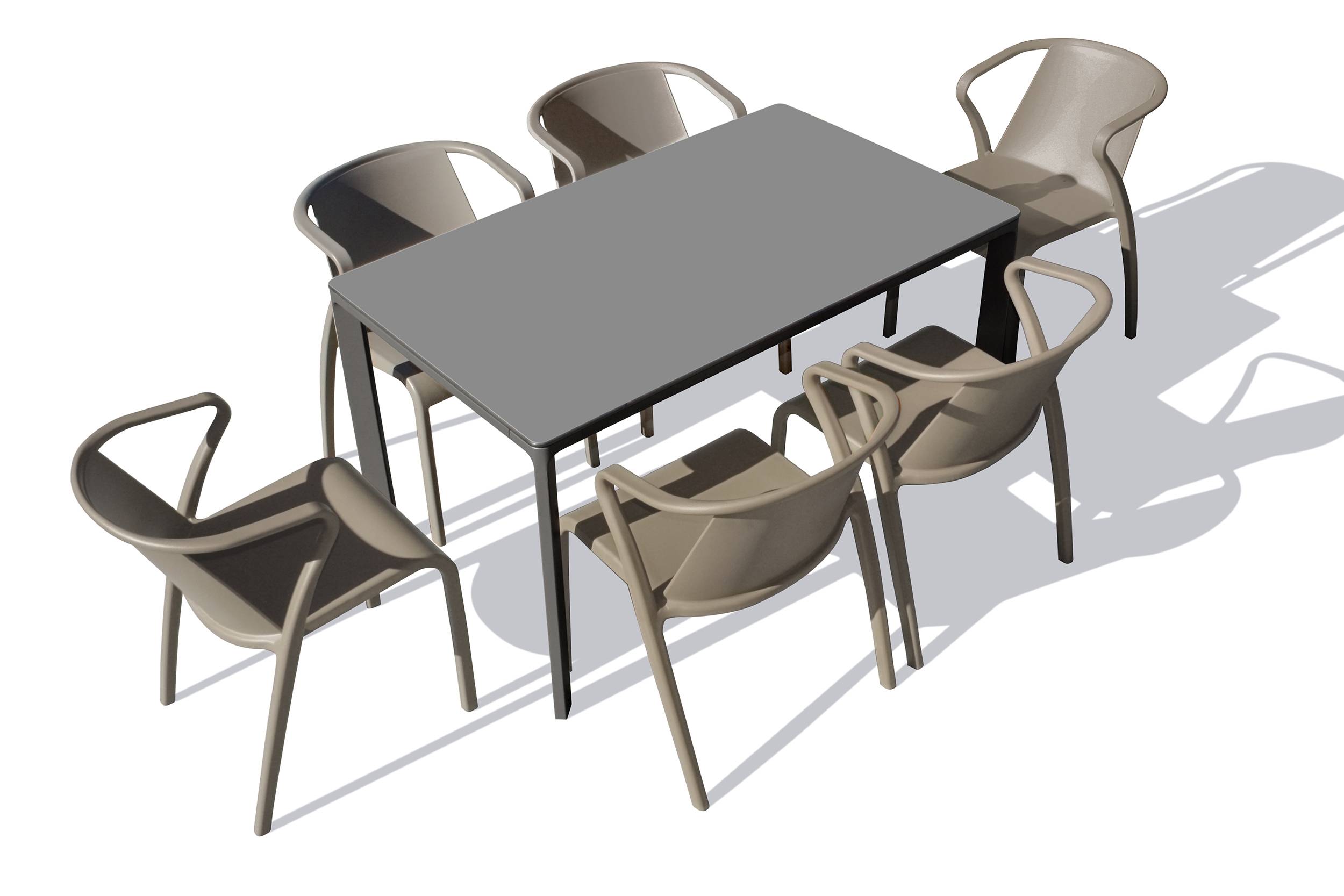 Ensemble repas de jardin 6 places en aluminium laqué - Gris anthracite - MEET - Image 5