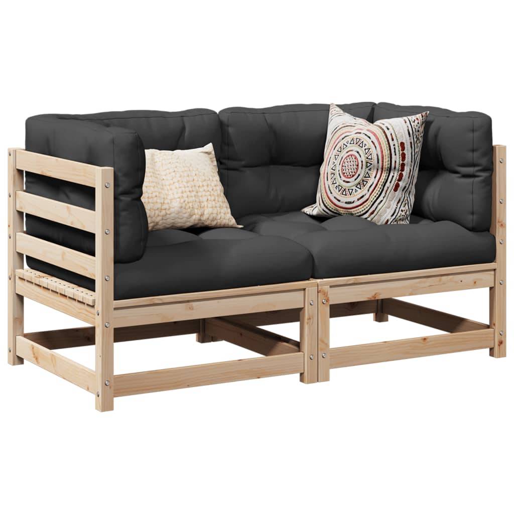 ComfortXL - Petit Salon de Jardin 2 pcs en Bois de Pin Massif Brun Sièges d'Angle Modulables Design Latté pour Petit Patio – ComfortXL Outdoor Living - Image 1