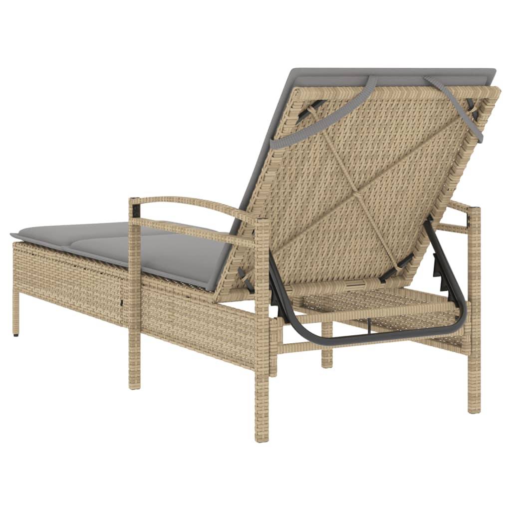 Maison Chic - Bain de soleil - Transat - Chaise longue avec coussin beige 63x200x81 cm résine tressée - MEUBLE PRO-JU6633 - Image 6