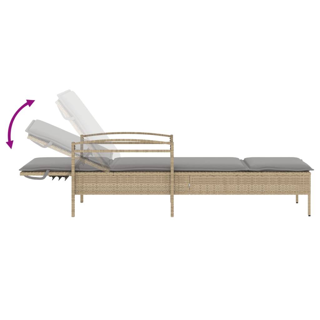 Maison Chic - Bain de soleil - Transat - Chaise longue avec coussin beige 63x200x81 cm résine tressée - MEUBLE PRO-JU6633 - Image 7