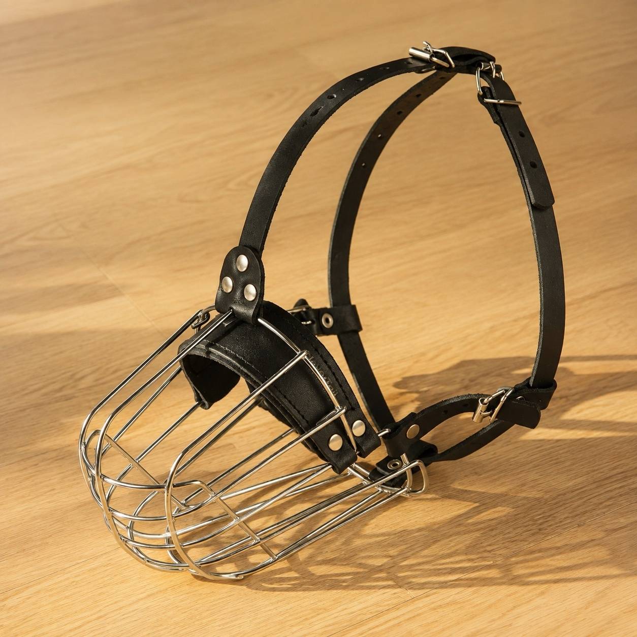Panier Muselière Chien Grand Format Acier Cuir Réglable Protection Sécurité - Image 2
