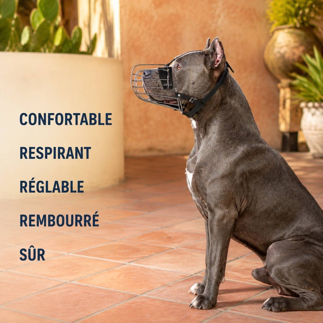 Panier Muselière Chien Grand Format Acier Cuir Réglable Protection Sécurité - Image 7
