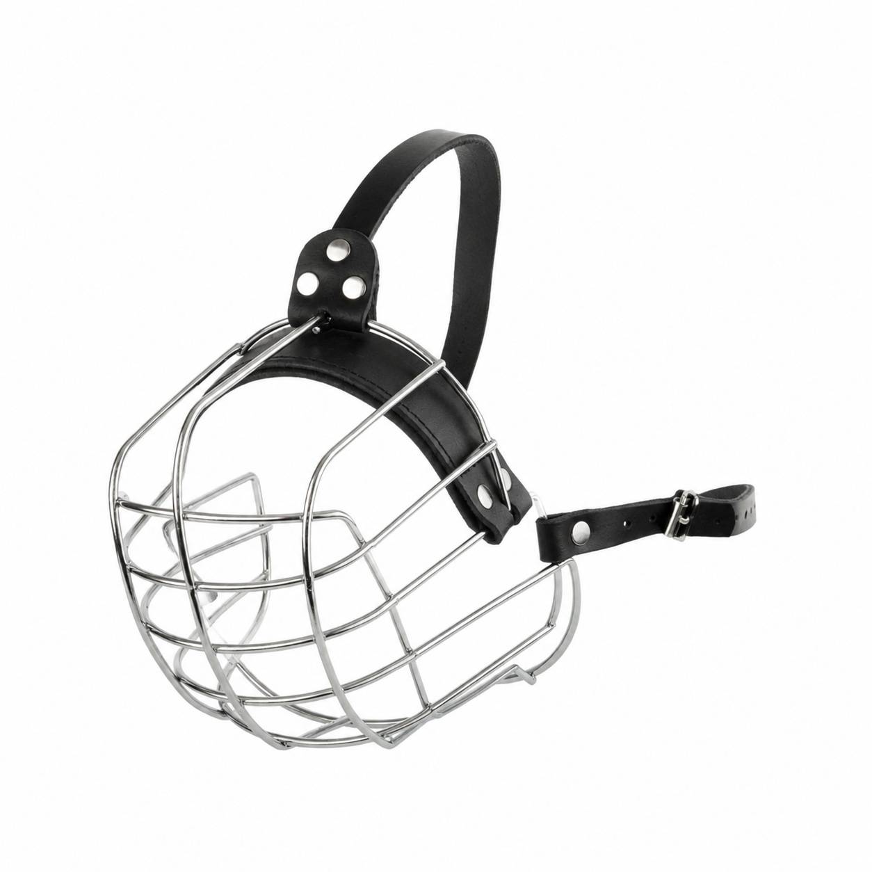Panier Muselière Chien Grand Format Acier Cuir Réglable Protection Sécurité