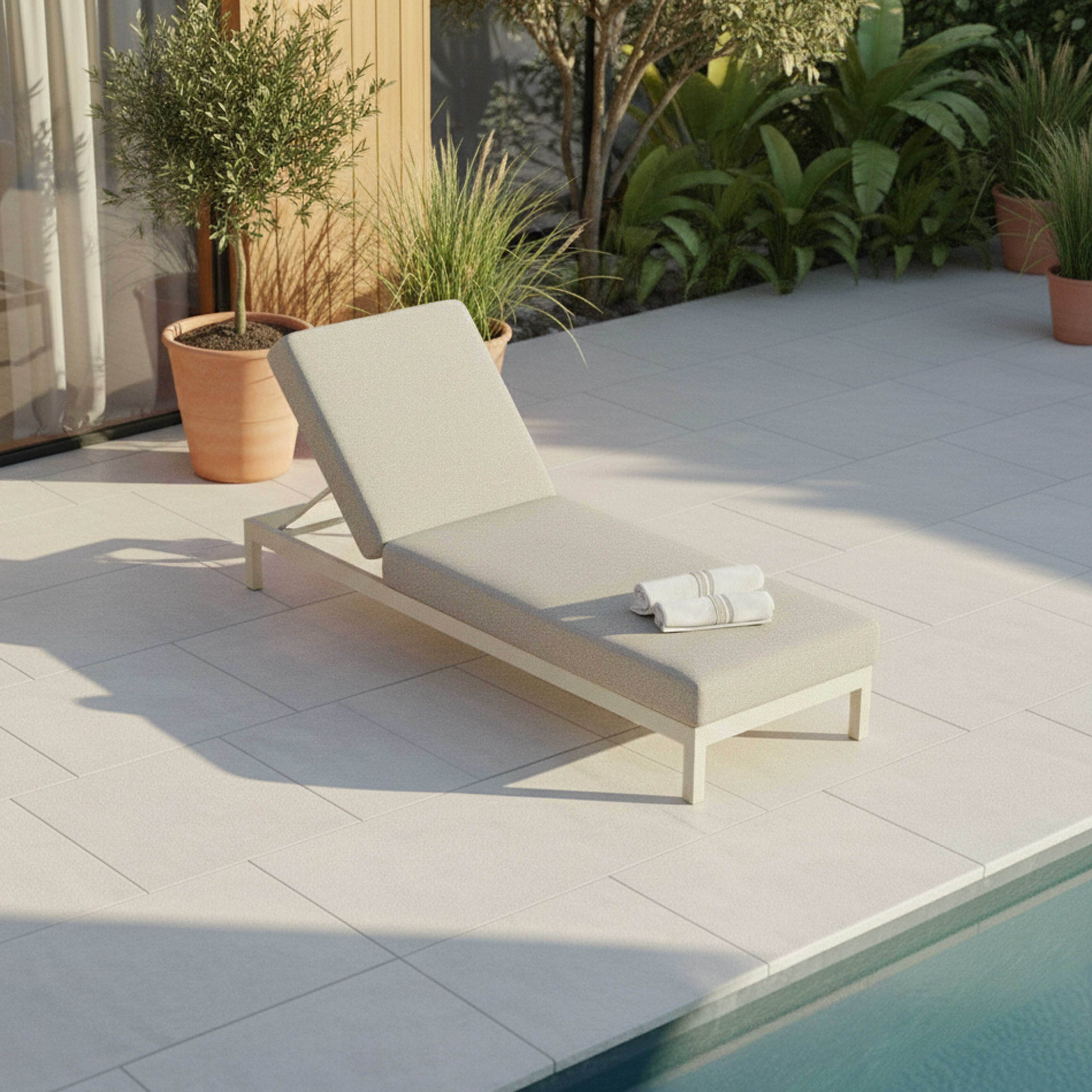 Oviala - Bain de soleil inclinable en aluminium crème Galapagos - Oviala - Image 2