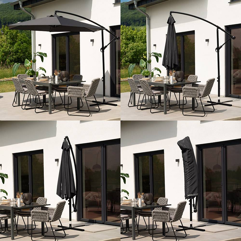 Home Deluxe - HOME DELUXE Parasol déporté avec housse SOLANA - Anthracite | Parasol déporté, parasol avec manivelle, parasol inclinable, - Image 4