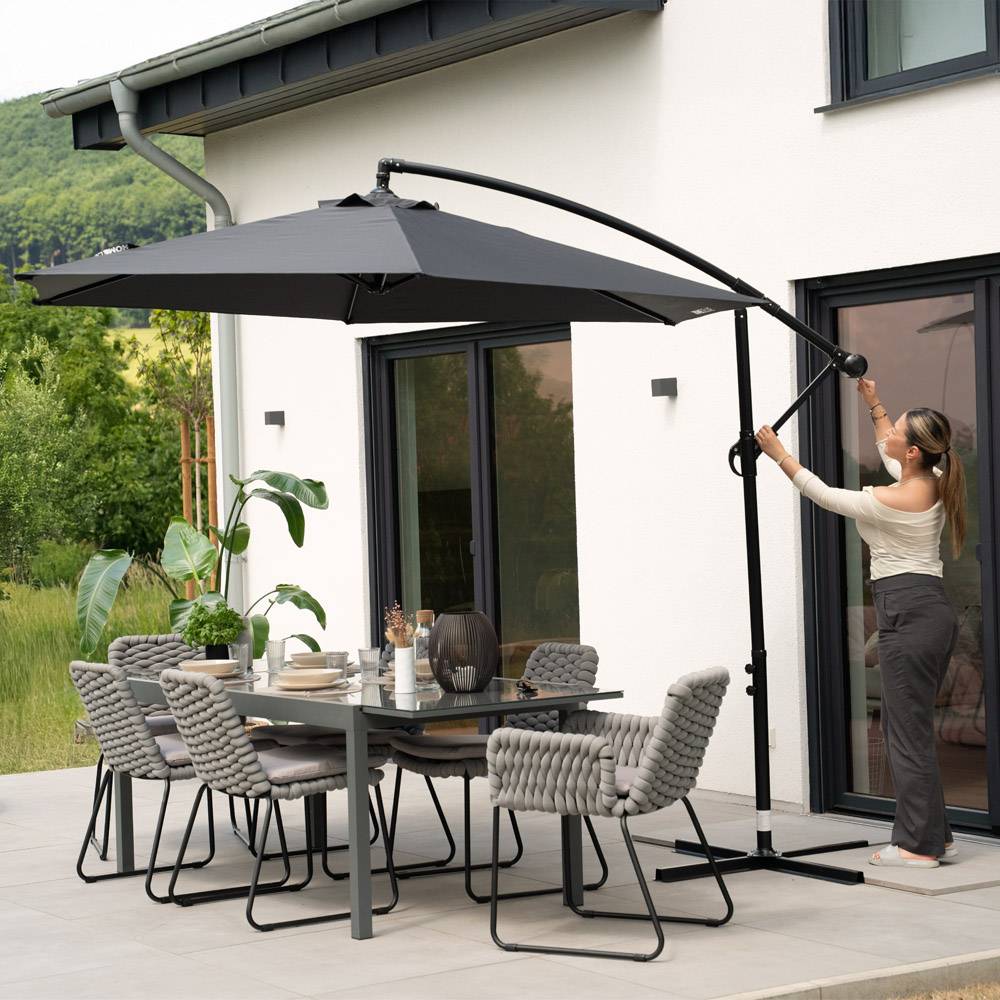 Home Deluxe - HOME DELUXE Parasol déporté avec housse SOLANA - Anthracite | Parasol déporté, parasol avec manivelle, parasol inclinable, - Image 3