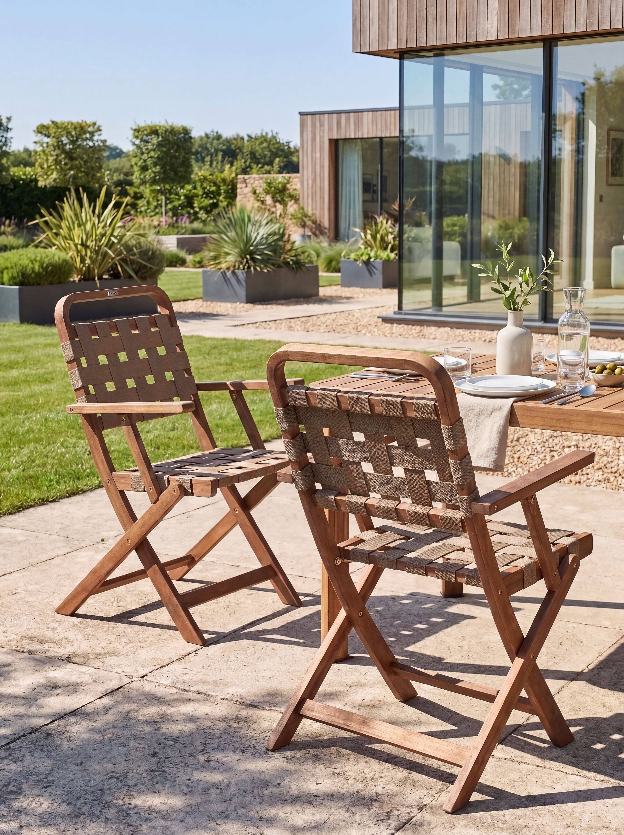 Beliani - Chaise de jardin Acacia Marron MILZANO - 54x52x117- Beliani - Image 1