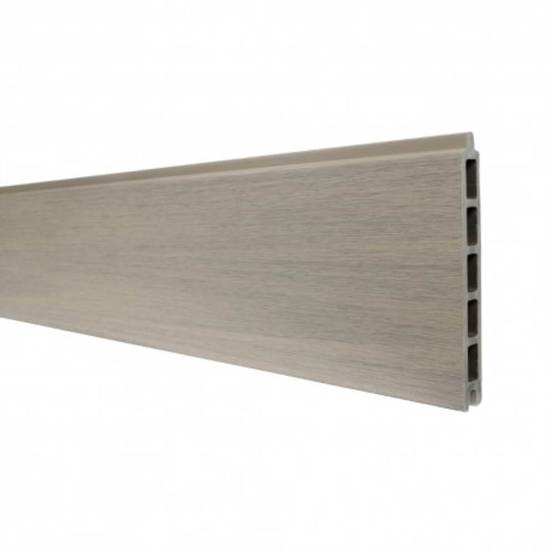 Kit Clôture Composite sur Muret CRUZ Argent 12,81x1,2m - Bois composite & Aluminium - Poteaux sur Platines Gris Anthracite - Brise vue - Image 4