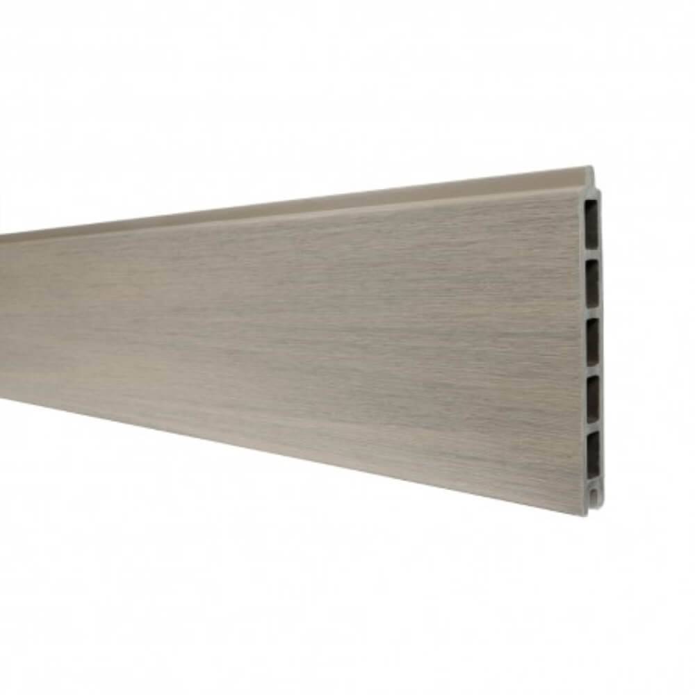 Kit Clôture Composite sur Muret CRUZ Argent 12,81x1,2m - Bois composite & Aluminium - Poteaux sur Platines Gris Anthracite - Brise vue - Image 4