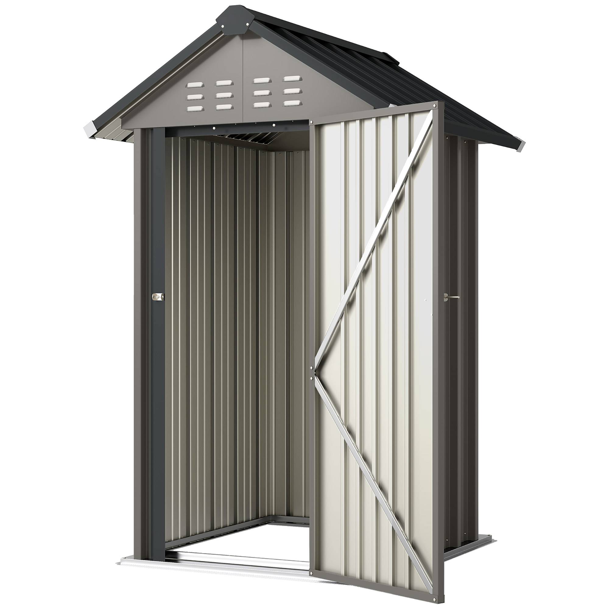Abri métal 1,17m² outillage toit double pente aération serrure gants 122x121x192cm - Image 2