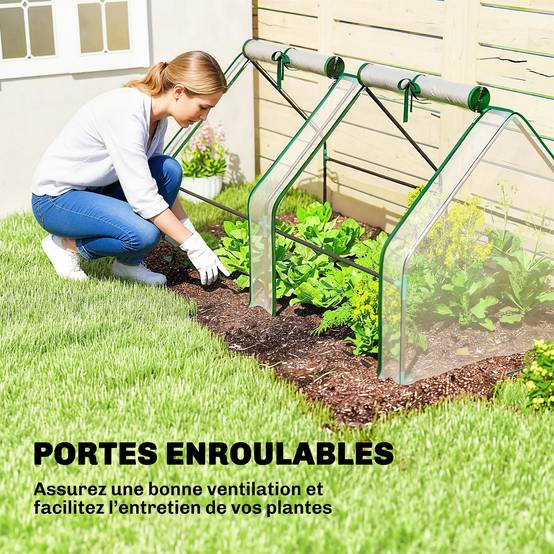ComfortXL - Mini serre tunnel de jardin en PVC transparent et acier 180 x 90 x 90 cm pour semis et légumes avec 2 fenêtres - Image 7