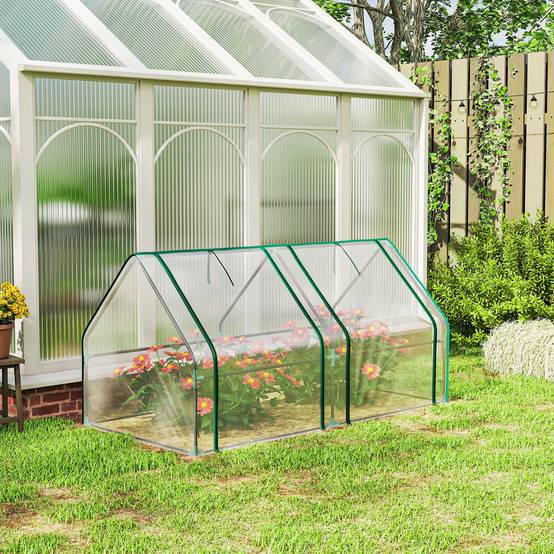 ComfortXL - Mini serre tunnel de jardin en PVC transparent et acier 180 x 90 x 90 cm pour semis et légumes avec 2 fenêtres - Image 9