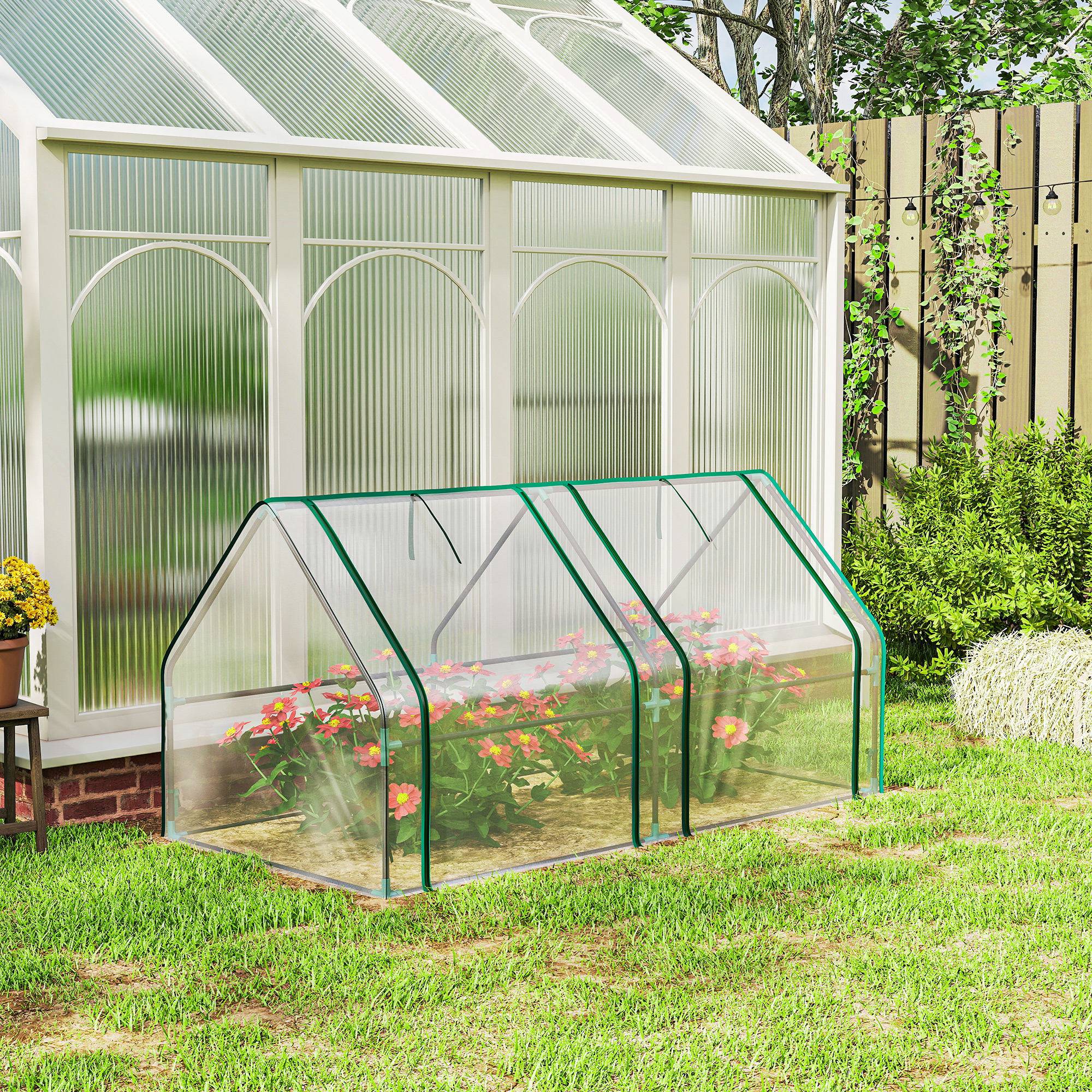 ComfortXL - Mini serre tunnel de jardin en PVC transparent et acier 180 x 90 x 90 cm pour semis et légumes avec 2 fenêtres - Image 9