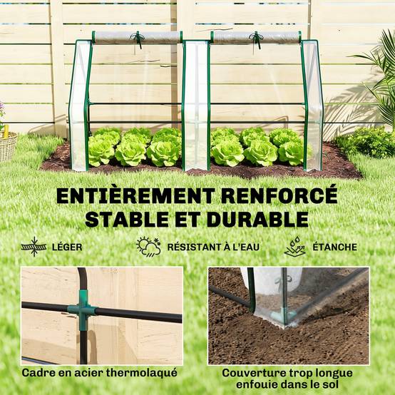 ComfortXL - Mini serre tunnel de jardin en PVC transparent et acier 180 x 90 x 90 cm pour semis et légumes avec 2 fenêtres - Image 5