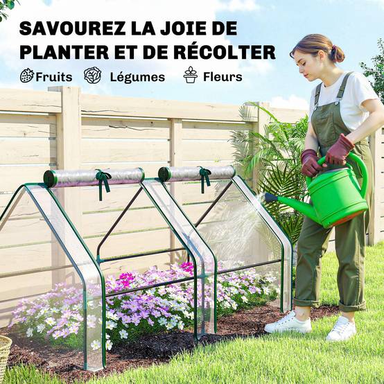 ComfortXL - Mini serre tunnel de jardin en PVC transparent et acier 180 x 90 x 90 cm pour semis et légumes avec 2 fenêtres - Image 6