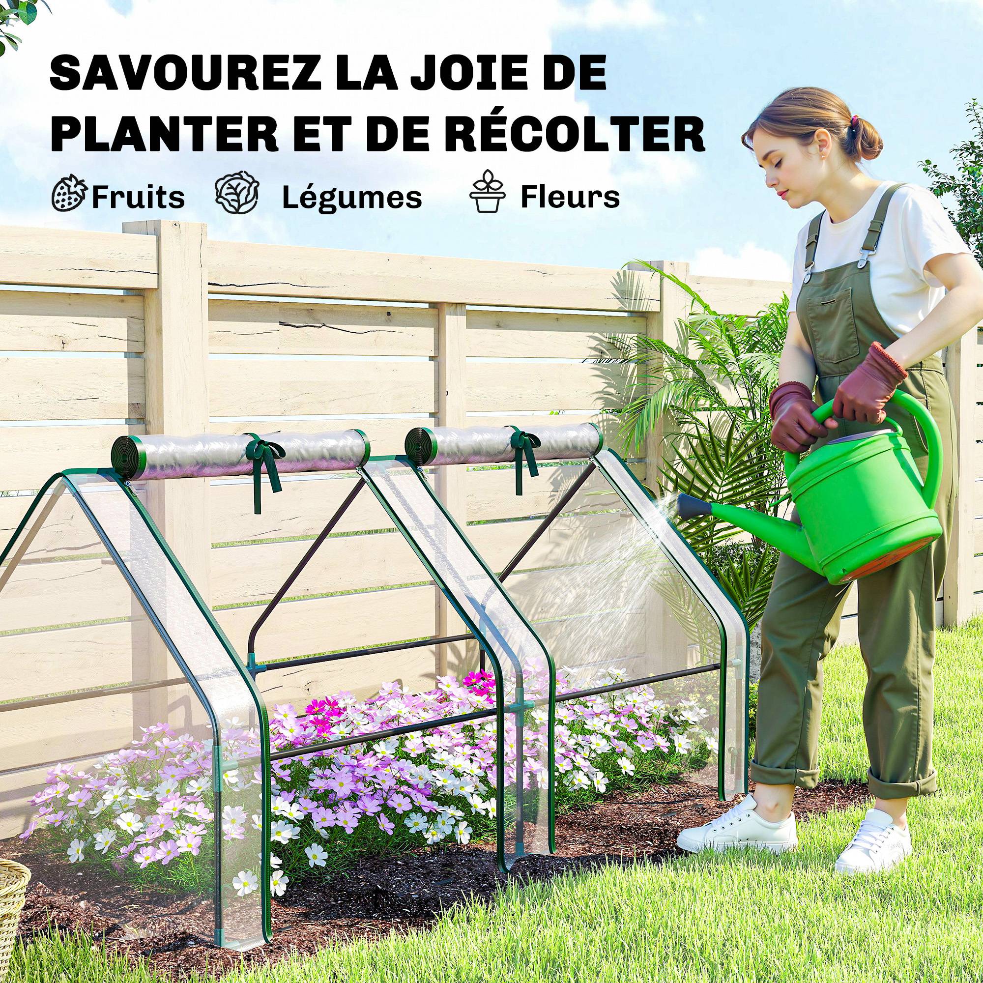ComfortXL - Mini serre tunnel de jardin en PVC transparent et acier 180 x 90 x 90 cm pour semis et légumes avec 2 fenêtres - Image 6