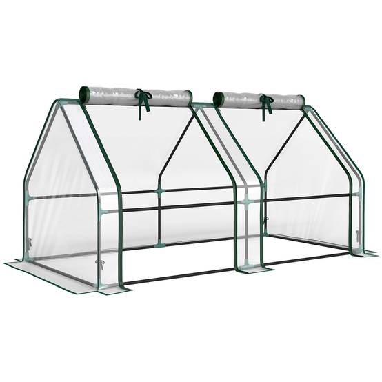 ComfortXL - Mini serre tunnel de jardin en PVC transparent et acier 180 x 90 x 90 cm pour semis et légumes avec 2 fenêtres - Image 10