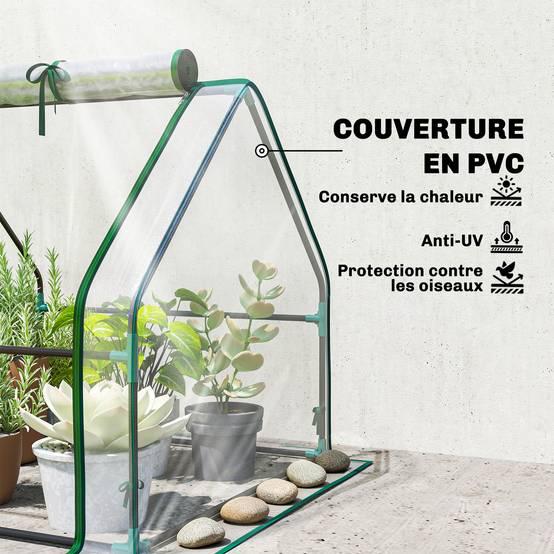 ComfortXL - Mini serre tunnel de jardin en PVC transparent et acier 180 x 90 x 90 cm pour semis et légumes avec 2 fenêtres - Image 4