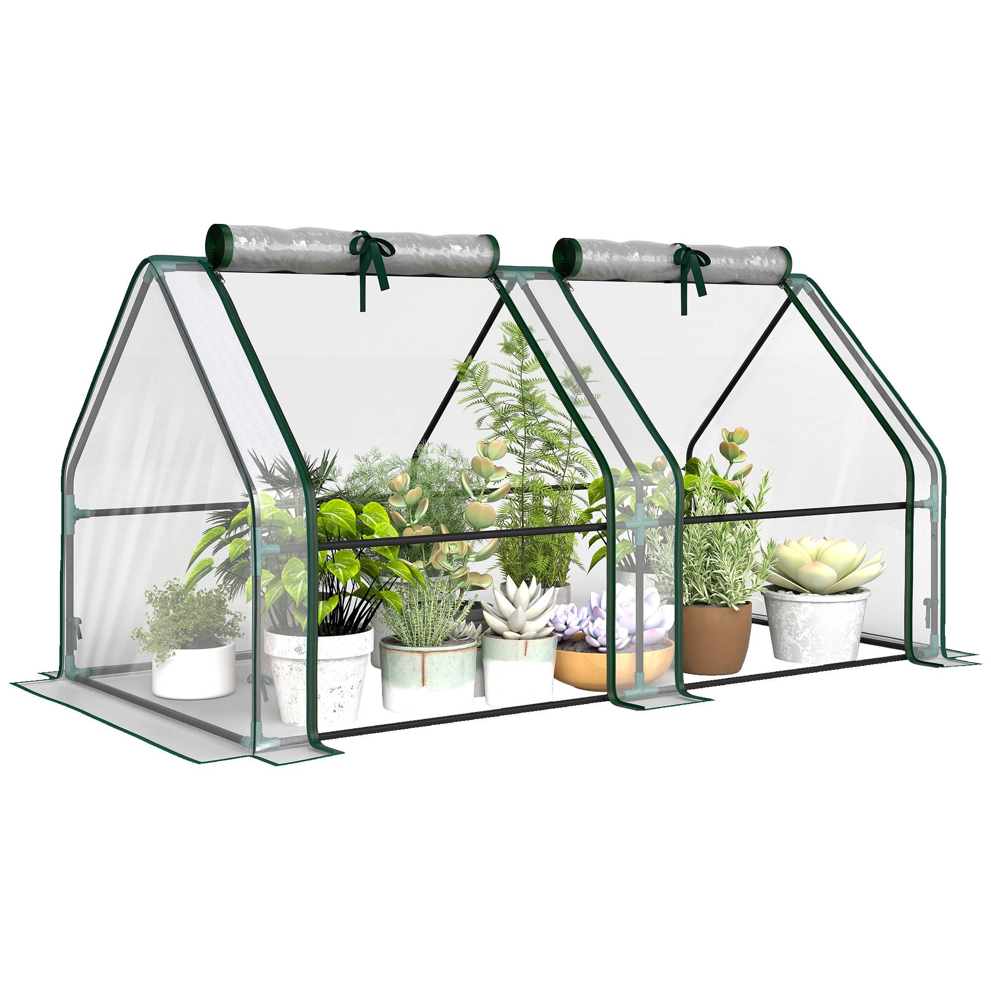 ComfortXL - Mini serre tunnel de jardin en PVC transparent et acier 180 x 90 x 90 cm pour semis et légumes avec 2 fenêtres - Image 2