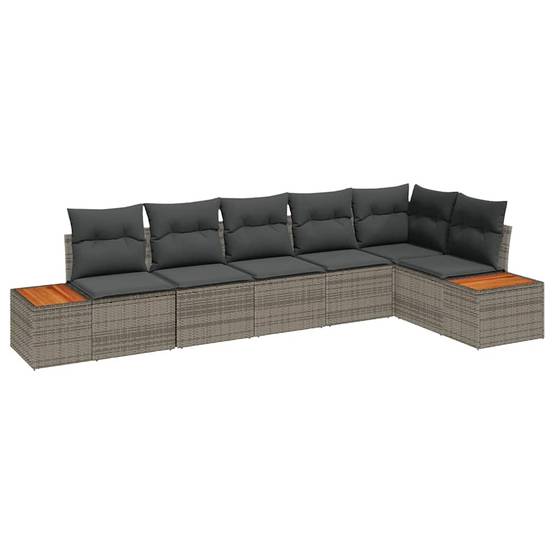 Salon de jardin 6 places 6 pcs en polyrotin avec coussins confortables Gris clair – ComfortXL Outdoor Living - Image 2