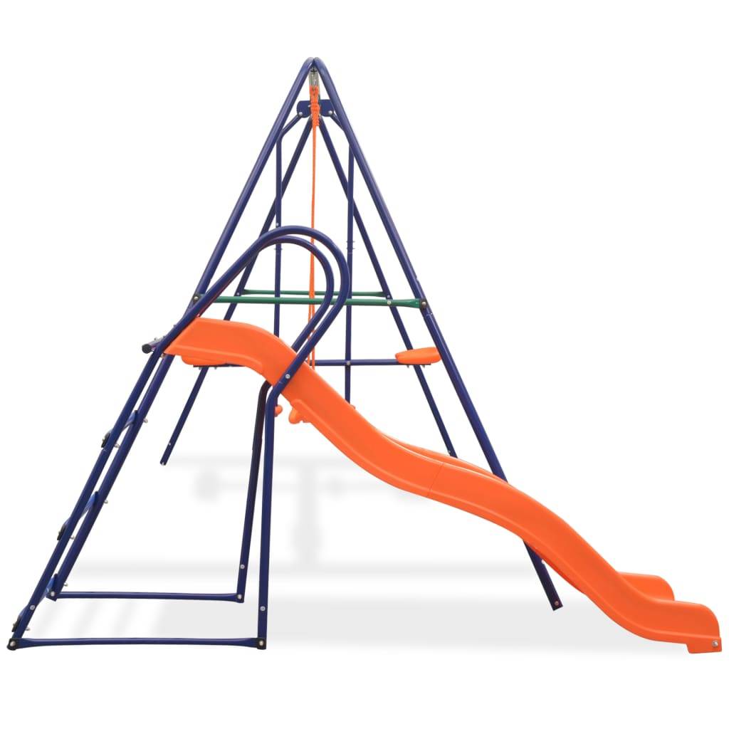 Helloshop26 - Ensemble de balançoire avec toboggan et 3 sièges orange - Image 2