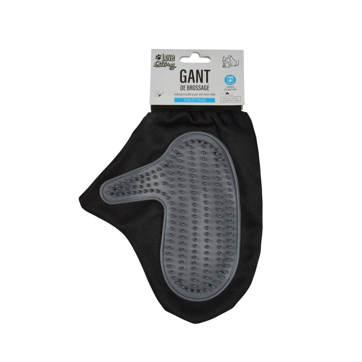 Love Story - Gant de Brossage pour Chien & Chat "1 Face" 24cm Noir - Image 5