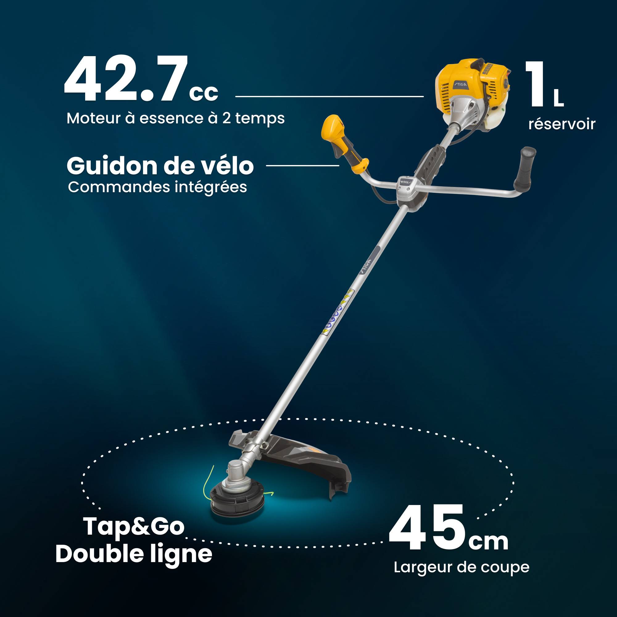 Stiga - Débroussailleuse BC 545 B, moteur 42,7 cc, largeur 45 cm, guidon vélo, lame 3T - STIGA - Image 6