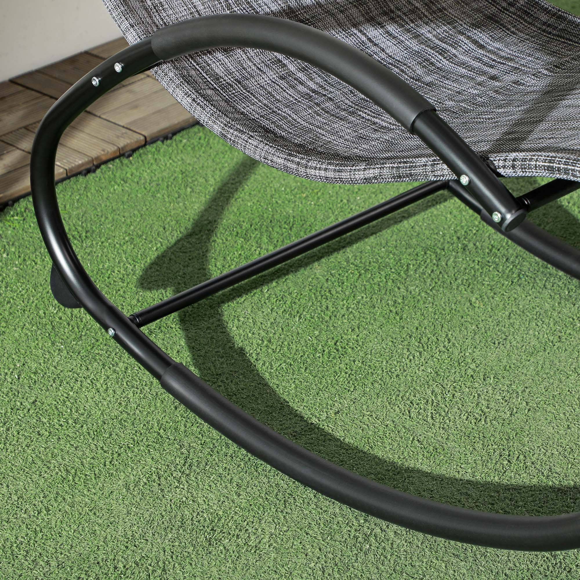 Chaise longue à bascule métal extérieur jardin tétière intégrée 393cm gris - ComfortXL Outdoor Living - Image 10