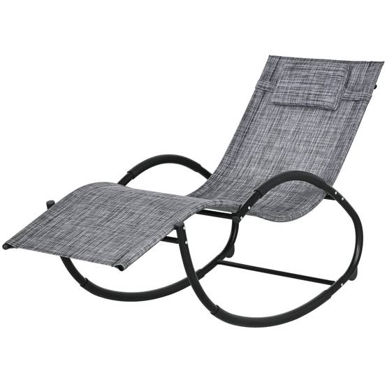 Chaise longue à bascule métal extérieur jardin tétière intégrée 393cm gris - ComfortXL Outdoor Living - Image 2