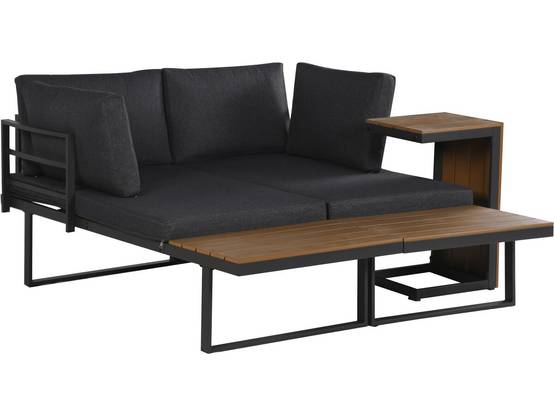 Salon De Jardin Canapé D'angle Modulable Décor Imitation Bois "sylva" - 4 Places - Gris -habitat Et Jardin - Image 3