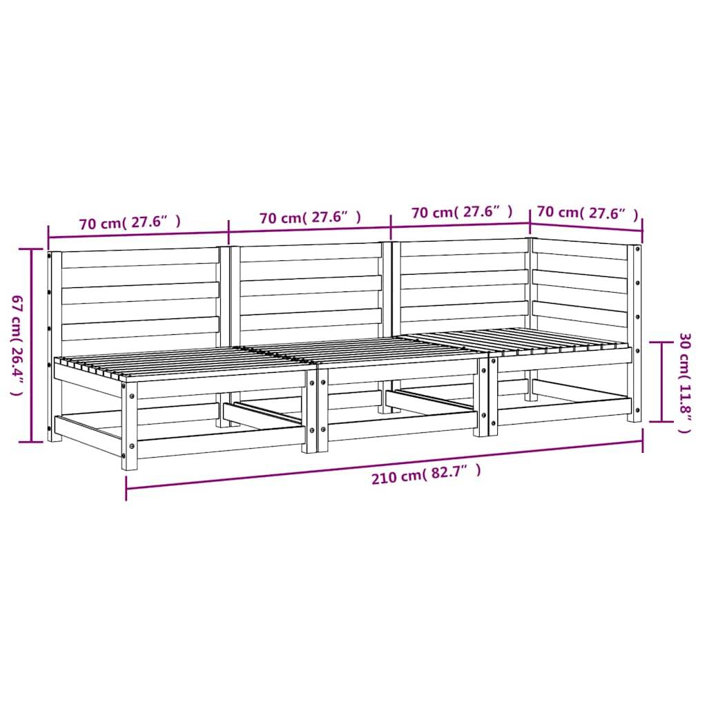 Vidaxl - Canapé de jardin 3 places cire marron bois de pin massif vidaXL 837953 - Image 3