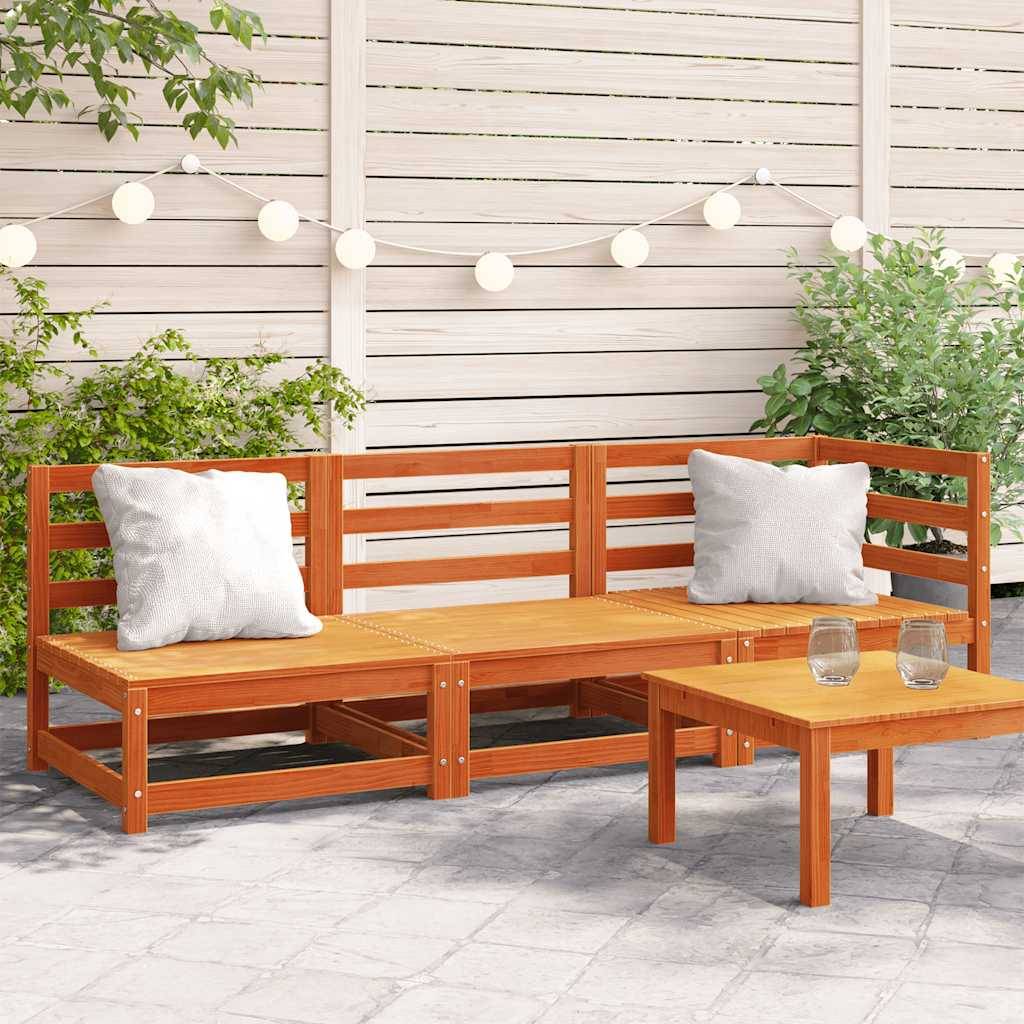 Vidaxl - Canapé de jardin 3 places cire marron bois de pin massif vidaXL 837953 - Image 1